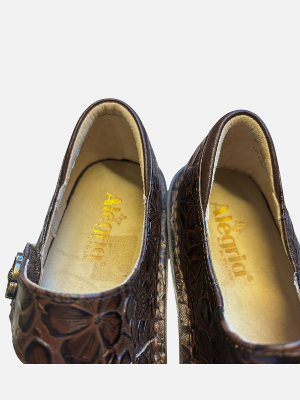 Alegria Floral Embossed Brown Mary Jane Clog Sz
38/US 8 - Picture 9 of 11